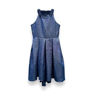 Rare Editions Dress Sparkly Blue Sleeveless Petticoat Girls (see measurements)